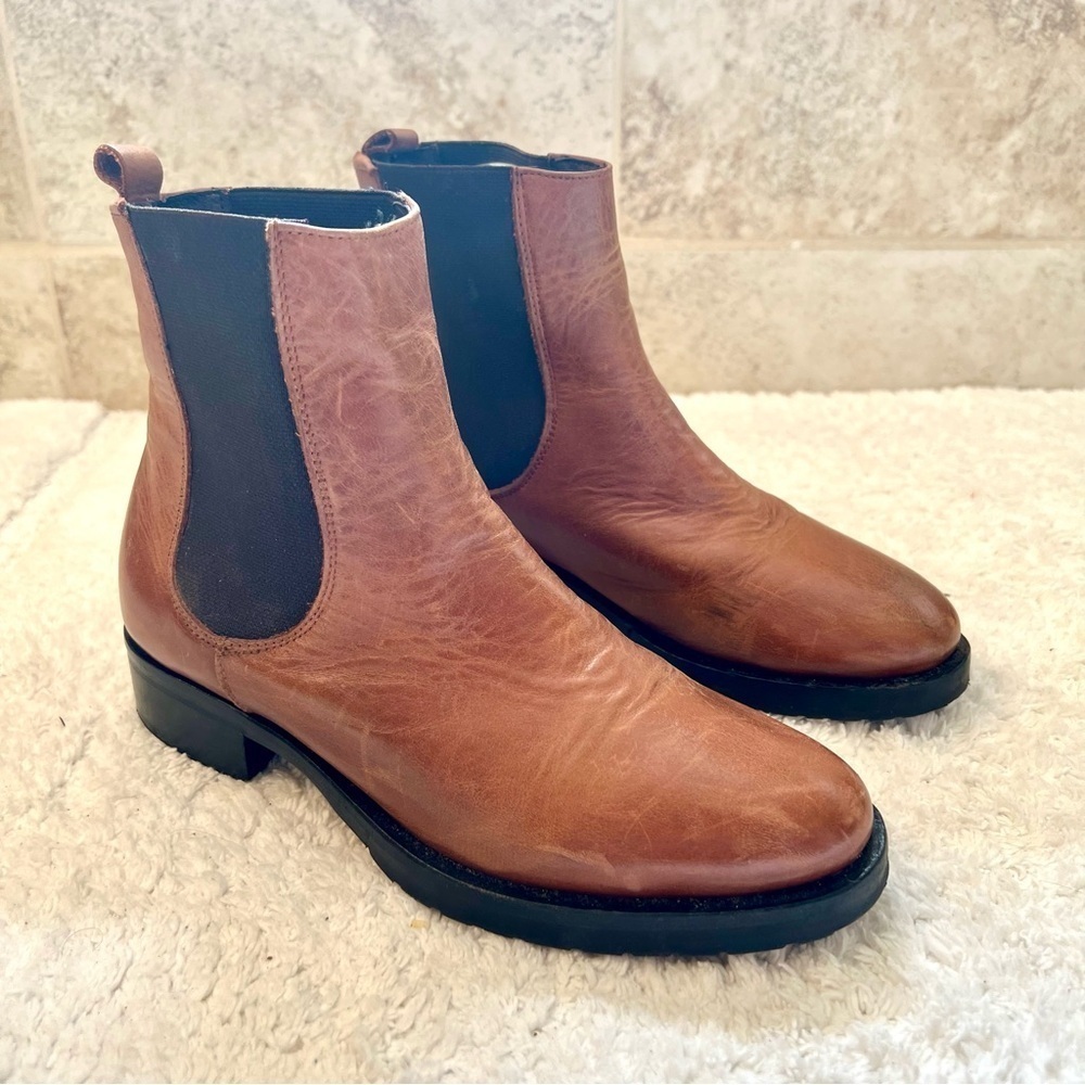 CASUCCIO VINCENZO Italy Brown leather Chelsea ankle Boots western womens 6M. 36